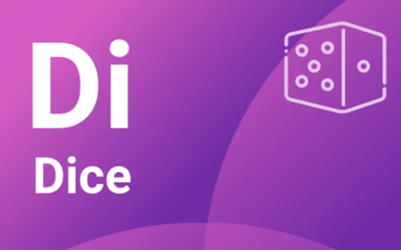 Ficha de Dice de Spribe: las letras Di y la palabra Dice sobre fondo morado con el icono de un dado