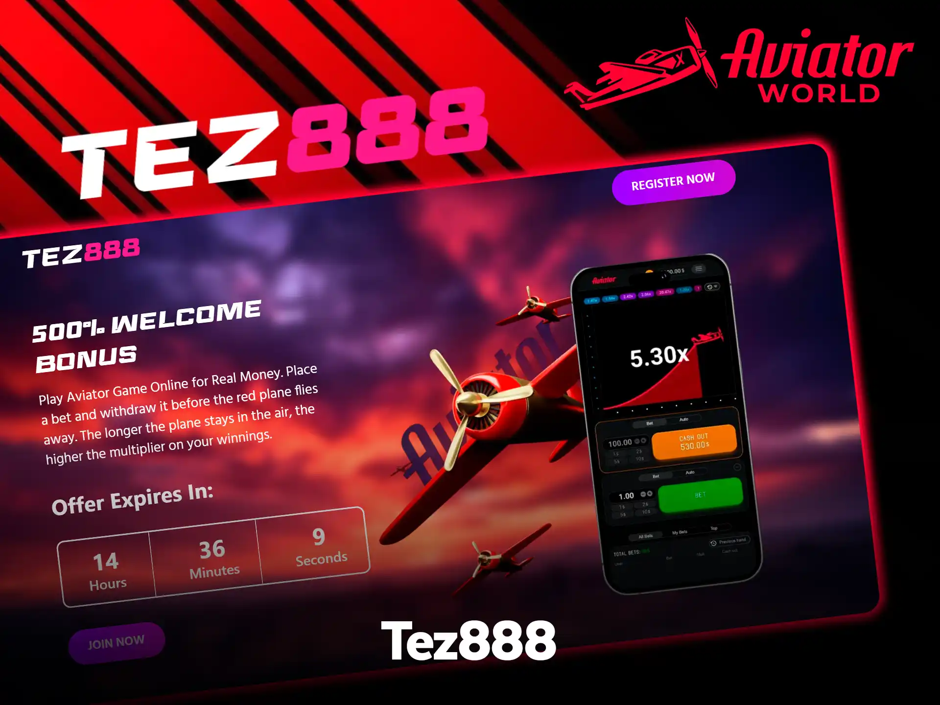 Aviator by Spribe open at Tez888