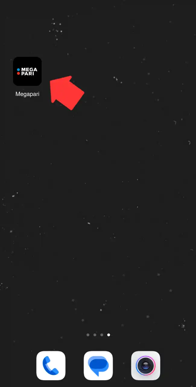 Pantalla de inicio de Android con el icono de la app de Megapari instalada marcado