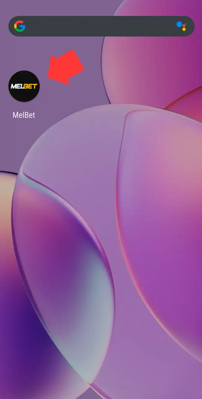Icono de la app de MelBet marcado en la pantalla de inicio de Android