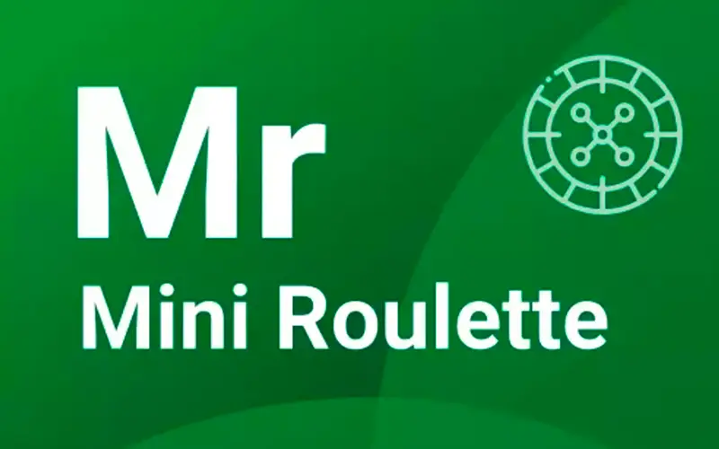 Ficha de Mini Roulette de Spribe: las letras Mr y las palabras Mini Roulette sobre fondo verde con el icono de una ruleta