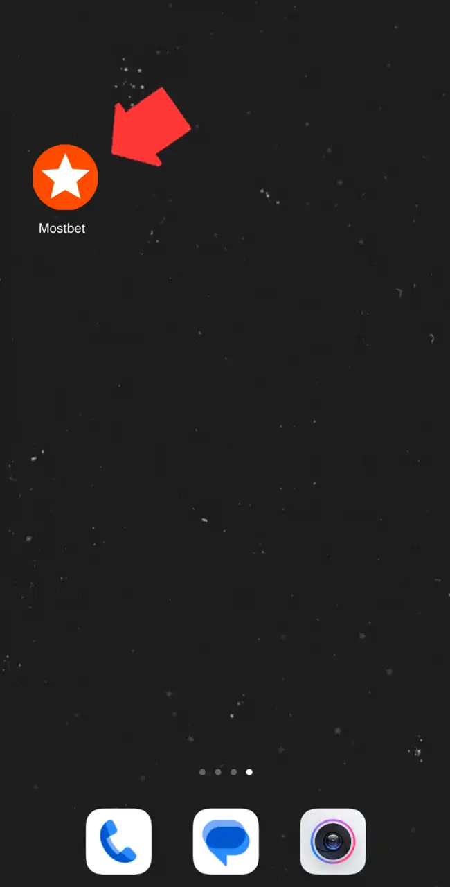 Icono de la app de Mostbet marcado en la pantalla de inicio de Android