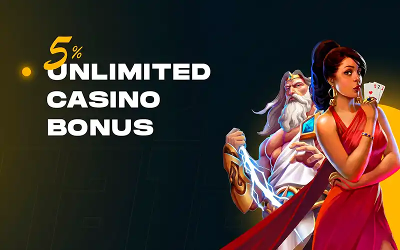 Banner de Rajabets: 5% Unlimited Casino Bonus