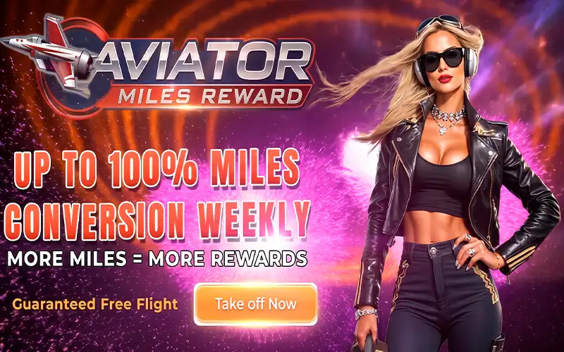 Banner Aviator Miles Reward de Tez888: hasta el 100 % de conversión de millas cada semana