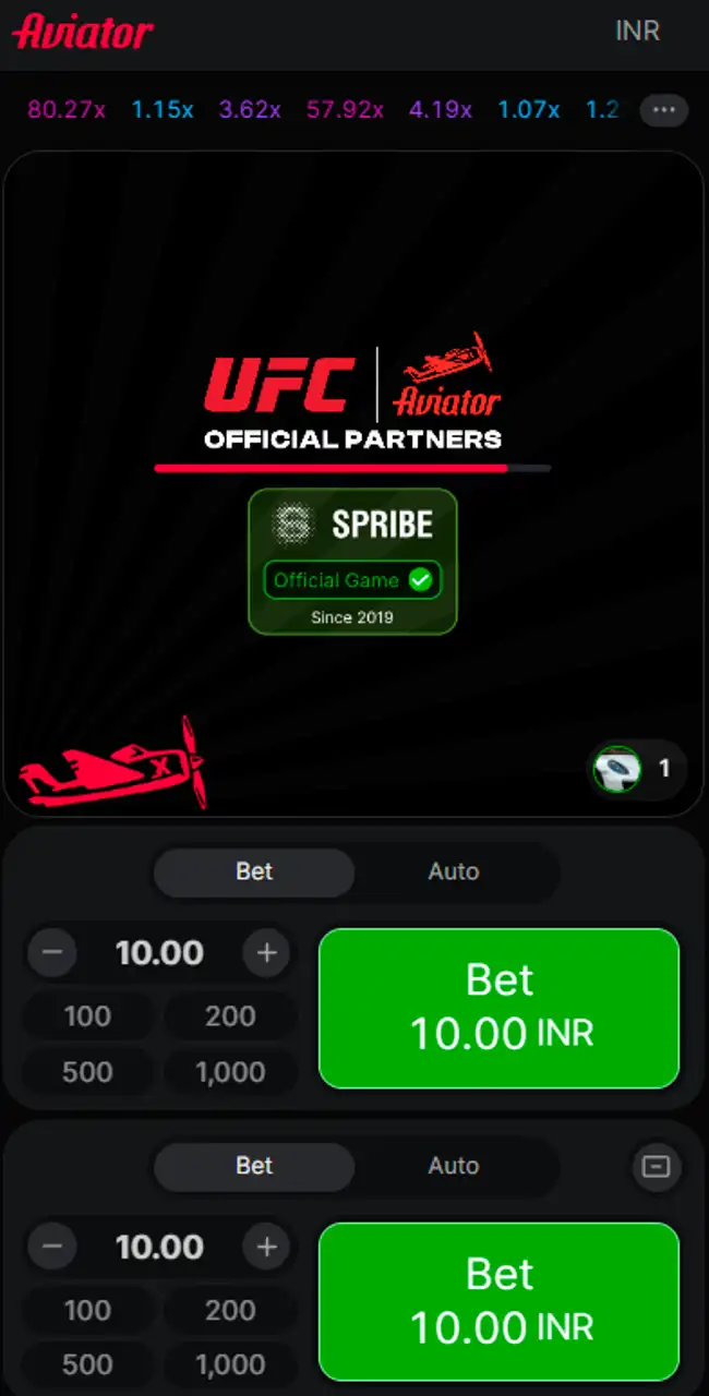 Aviator cargando en Tez888 con el distintivo Spribe Official Game, Since 2019 y dos paneles Bet